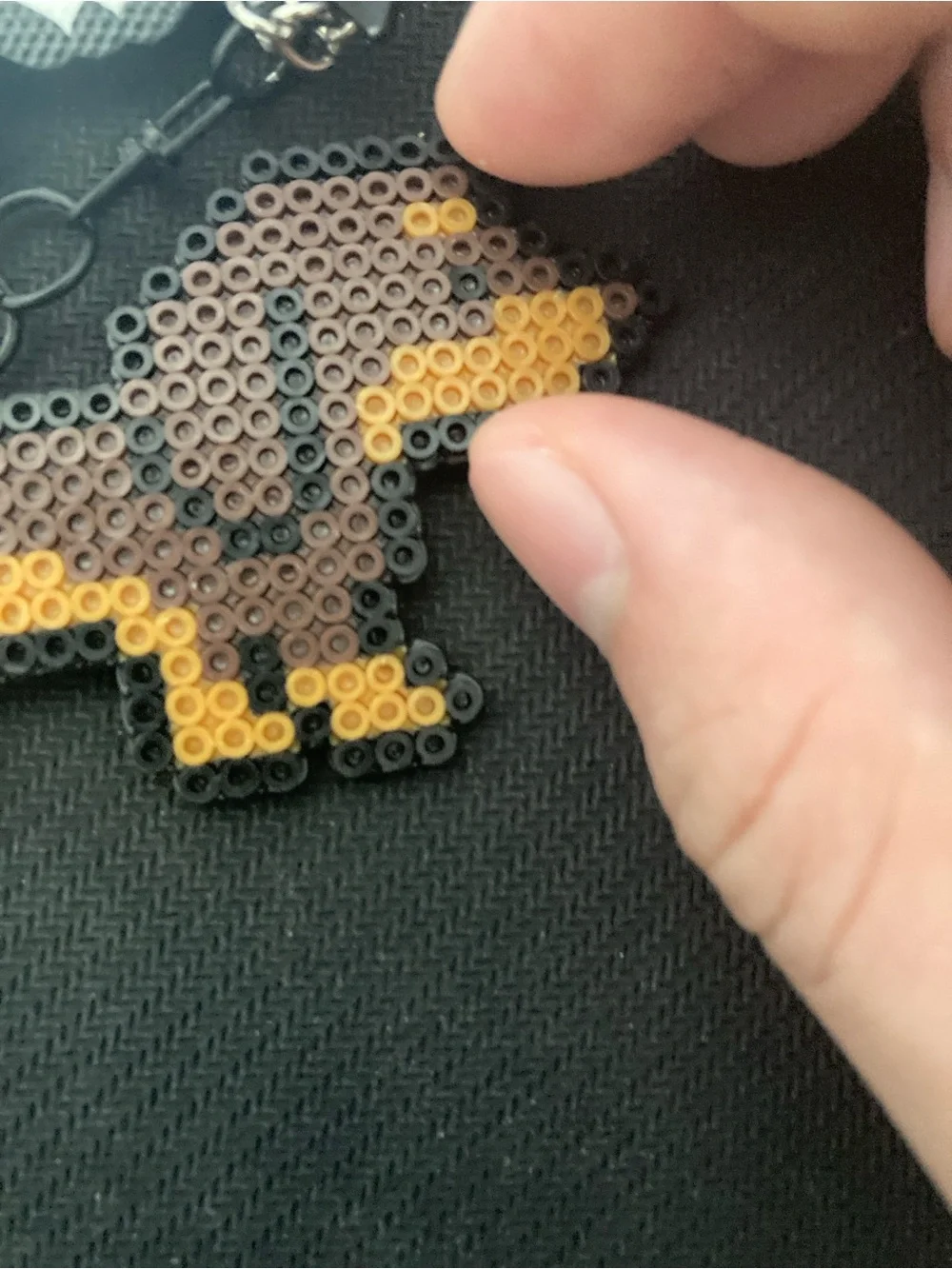 Pixel Dachshund Keychain - Brown & Yellow Dog Charm